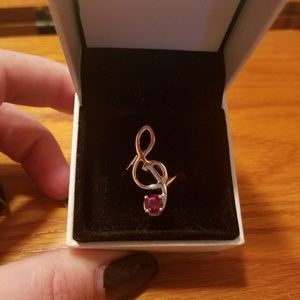 Sterling silver genuine garnet ring